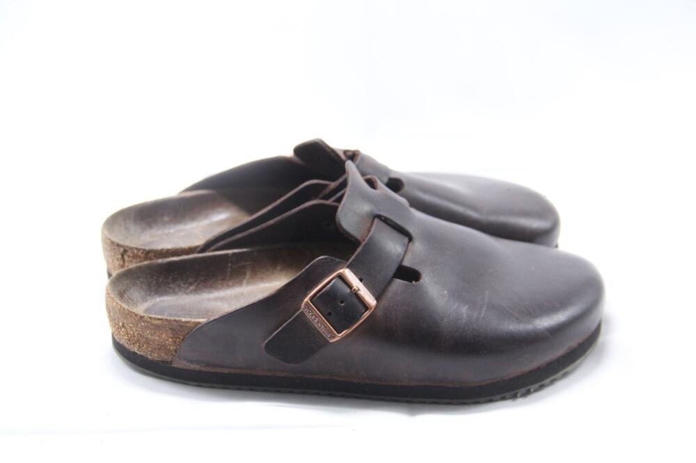 Birkenstock Boston Sandals Mens EU 39 US 6-6.5 Dark Brown Oiled Leather Clogs